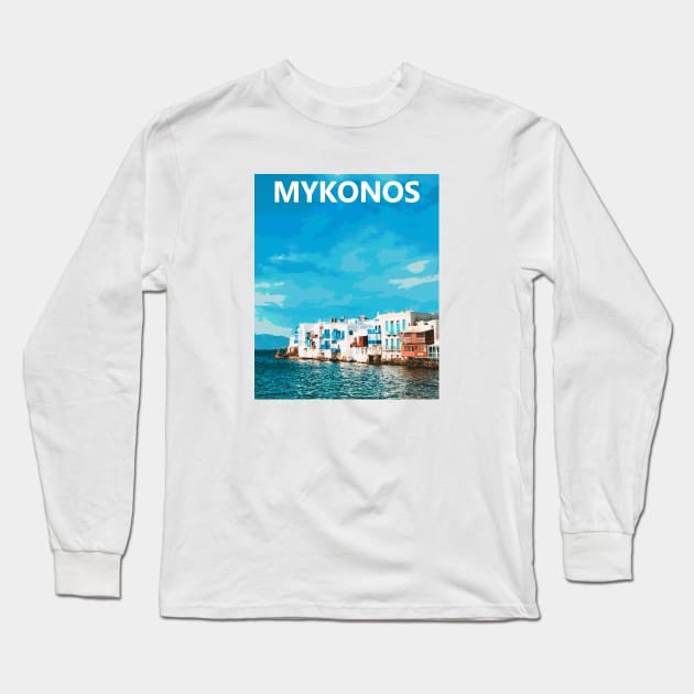 Mykonos Long Sleeve T-Shirt by greekcorner